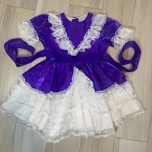 Vintage nena’s party dress twirl frilly lace purple polyester dress up 5T